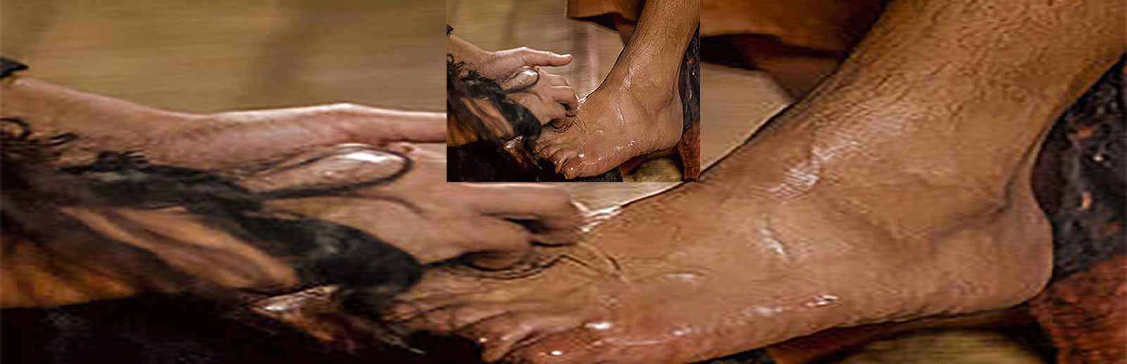 Illustration : Jesus' feet being washed by the woman